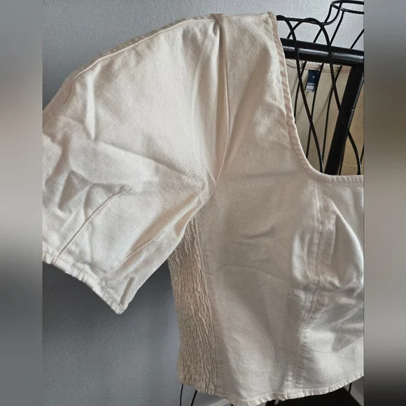 NWT Old Navy Women's Cream Denim Square Neck Top 2X - Picture 6 of 9